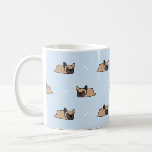 Mug Petit chiot français bulldog dormant sans soudure (Gauche)