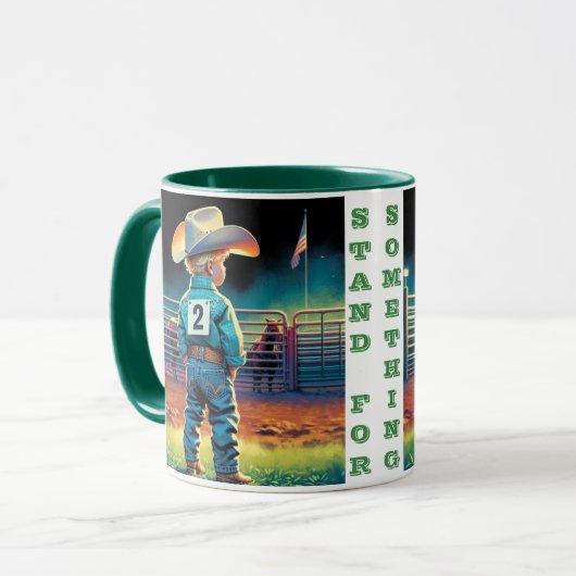 Mug Petit Cowboy à Rodeo clôture Drapeau américain Che (Devant gauche)