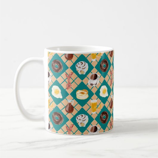 Mug Petit-déjeuner Aliments Waffle Diamond Plaid Coffe (Gauche)
