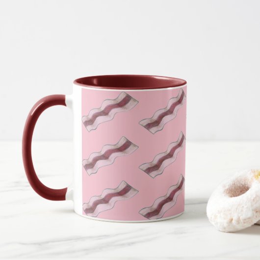Mug Petit-déjeuner Bacon Sizzling Nourriture Frite Via (Avec donut)