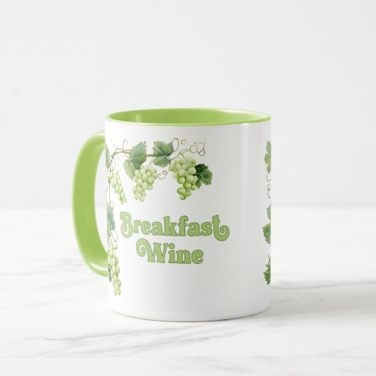 Mug Petit-déjeuner Vin drôle tendance (Devant gauche)