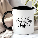 Mug Petit-déjeuner Vin Funny Black Trendy<br><div class="desc">Commencez vos matins avec un brin d'humour et de style ! Cette tasse "Petit-Déjeuner Vin" apporte une touche ludique à votre rituel du café quotidien. Conçu avec une poignée et une jante noires chic, ce mug est parfait pour ceux qui aiment rire et une touche de sass avec leur brasse...</div>
