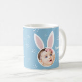 Mug Petit Enfant Photo avec Bunny Ears + Nom Pâques Bl (Devant droit)