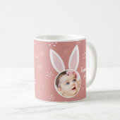 Mug Petit Enfant Photo avec Bunny Ears + Nom Pâques ro (Devant droit)