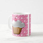 Mug Petit gâteau de coupe-circuit avec la cerise rose (Devant gauche)