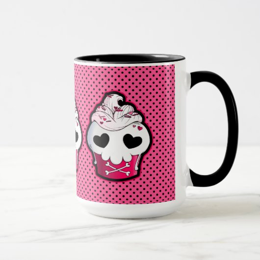 Mug Petit gâteau rose de crâne (Droite)