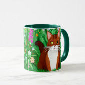 Mug Petit gingembre Kitty Brown dans un champ de fleur (Devant droit)