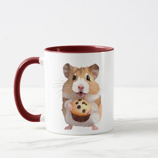 Mug Petit Hamster Cute Tenant Un Muffin (Gauche)