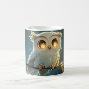 Mug petit hibou aux yeux brillants, perché sur une br