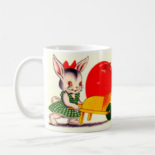 Mug petit lapin poussant chariot avec grande grande po