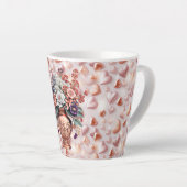 Mug Petit Latte Cœurs et Fleurs Or Rose (Angle droit)