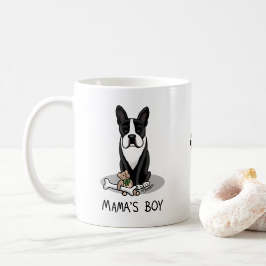 Mug Petit Mama's Boy Boston Terrier (noir) (Avec donut)