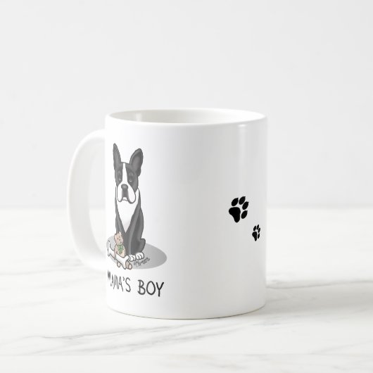 Mug Petit Mama's Boy Boston Terrier (noir) (Devant gauche)