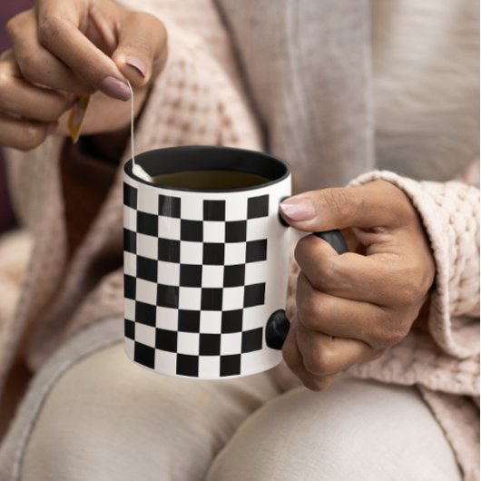 Mug Petit motif à carreaux noir et blanc