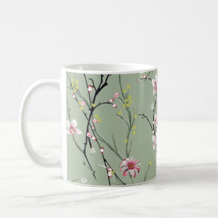 Mug petit motif de fleurs rouge et jaune sur dossier v