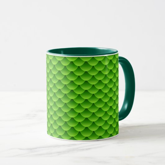 Mug Petit motif vert d'échelle de poissons (Devant droit)
