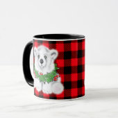 Mug Petit ours d'ours polaire de Noël, couronne de bai (Devant gauche)