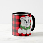 Mug Petit ours d'ours polaire de Noël, couronne de bai (Devant droit)