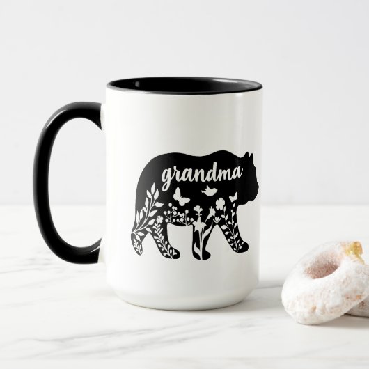 Mug petit ours noir de Grand-mère (Avec donut)