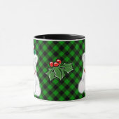 Mug Petit ours polaire de Noël classique vert plaid (Centre)