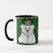 Mug Petit ours polaire de Noël classique vert plaid (Gauche)
