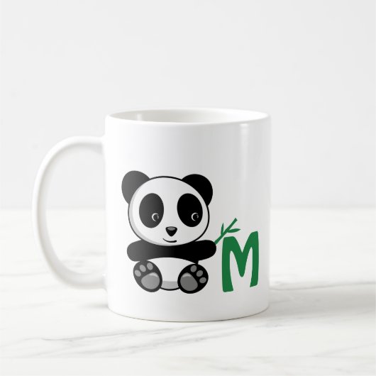Mug Petit panda mignon avec Monogramme à bâtonnet de b (Gauche)