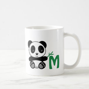 Mug Petit panda mignon avec Monogramme à bâtonnet de b