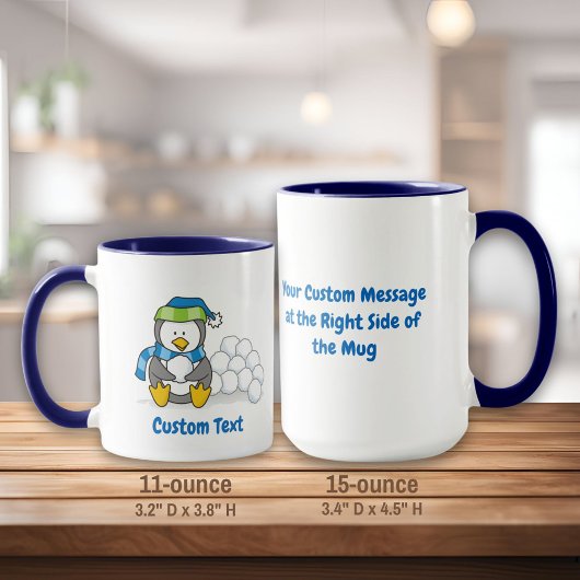 Mug Petit pingouin assis avec boule de neige