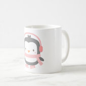 Mug Petit pingouin mignon avec bouffées d'oreille rose (Devant droit)