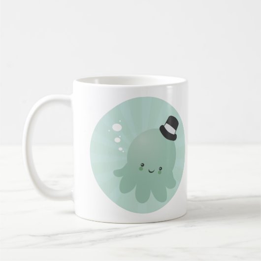 Mug Petit poulpe mignon utilisant un casquette (Gauche)