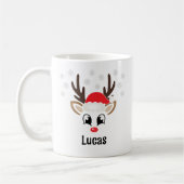 Mug Petit Reindeer Garçon Père Noël Nom personnalisé N (Gauche)