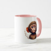 Mug Petit singe drôle de grimace. (Devant droit)