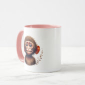 Mug Petit singe drôle de grimace. (Devant gauche)