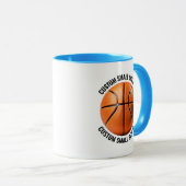 Mug Petit texte BLEU CLAIR Combo 11oz Basketball perso (Devant droit)