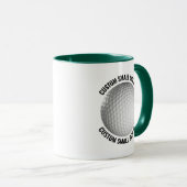 Mug Petit texte VERT CHASSEUR Combinaison 325g Taille  (Devant droit)