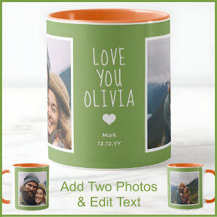 Mug Petite Amie Je T'Aime Photos Moderne Vert C111 Bla