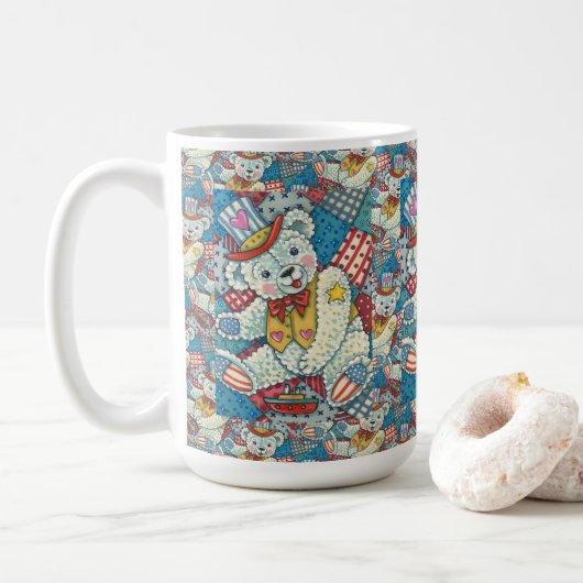 MUG PETITE BAIE TEDY PATRIOTIQUE, BATEAU ET PATCHWORD (Avec donut)