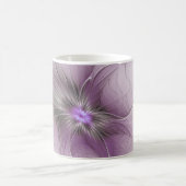 Mug Petite Beauté Moderne Mauve Grey Fractal Art Flowe (Centre)