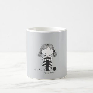 Mug Petite Fille Adorable qui Tricote I Love Knitting