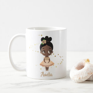 Mug Petite fille Dancing Ballerina avec Fleur, Or