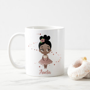 Mug Petite fille Dancing Ballerina avec Fleur, Rose Go