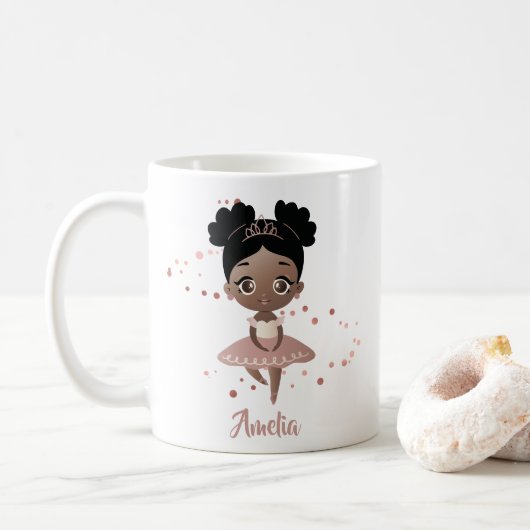 Mug Petite fille Danser Ballerina Princesse, Or Rose (Avec donut)