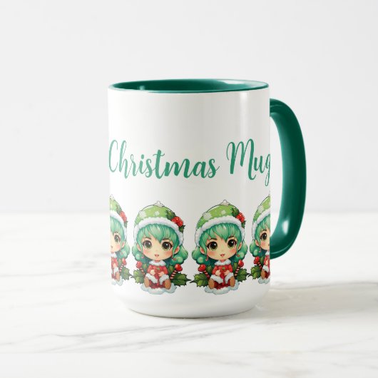 Mug Petite fille Elf Xmas Magie Customisée (Devant droit)