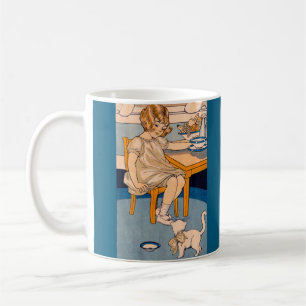 Mug Petite fille et petit chat blanc des années 1920