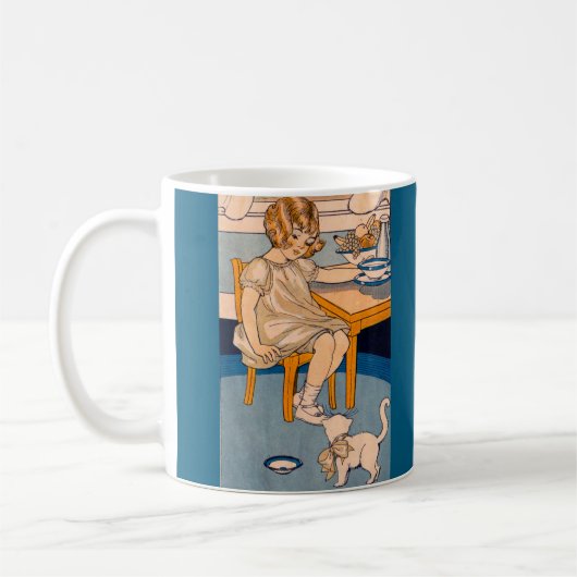 Mug Petite fille et petit chat blanc des années 1920 (Gauche)