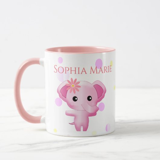 Mug Petite fille rose adorable Eléphant (Gauche)