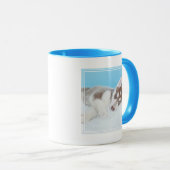 Mug Petite marionnette Husky posée sur une couverture (Devant droit)