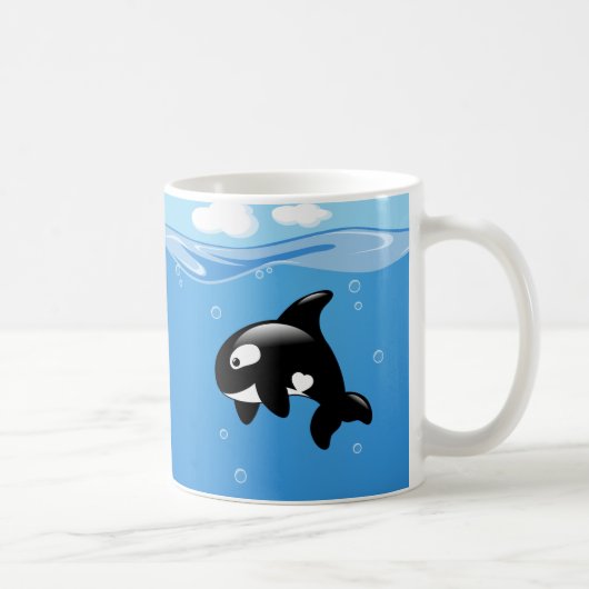 Mug Petite Orca baleine dans l'océan (Droite)