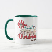 Mug Petite ville Noël Typographie rustique Nom personn (Gauche)