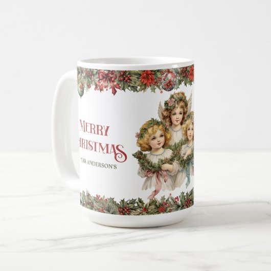 Mug Petites filles Noël Anges victoriens avec saint (Devant gauche)